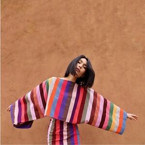 4KINSHIP Cosmic Double Rainbows Woven Top